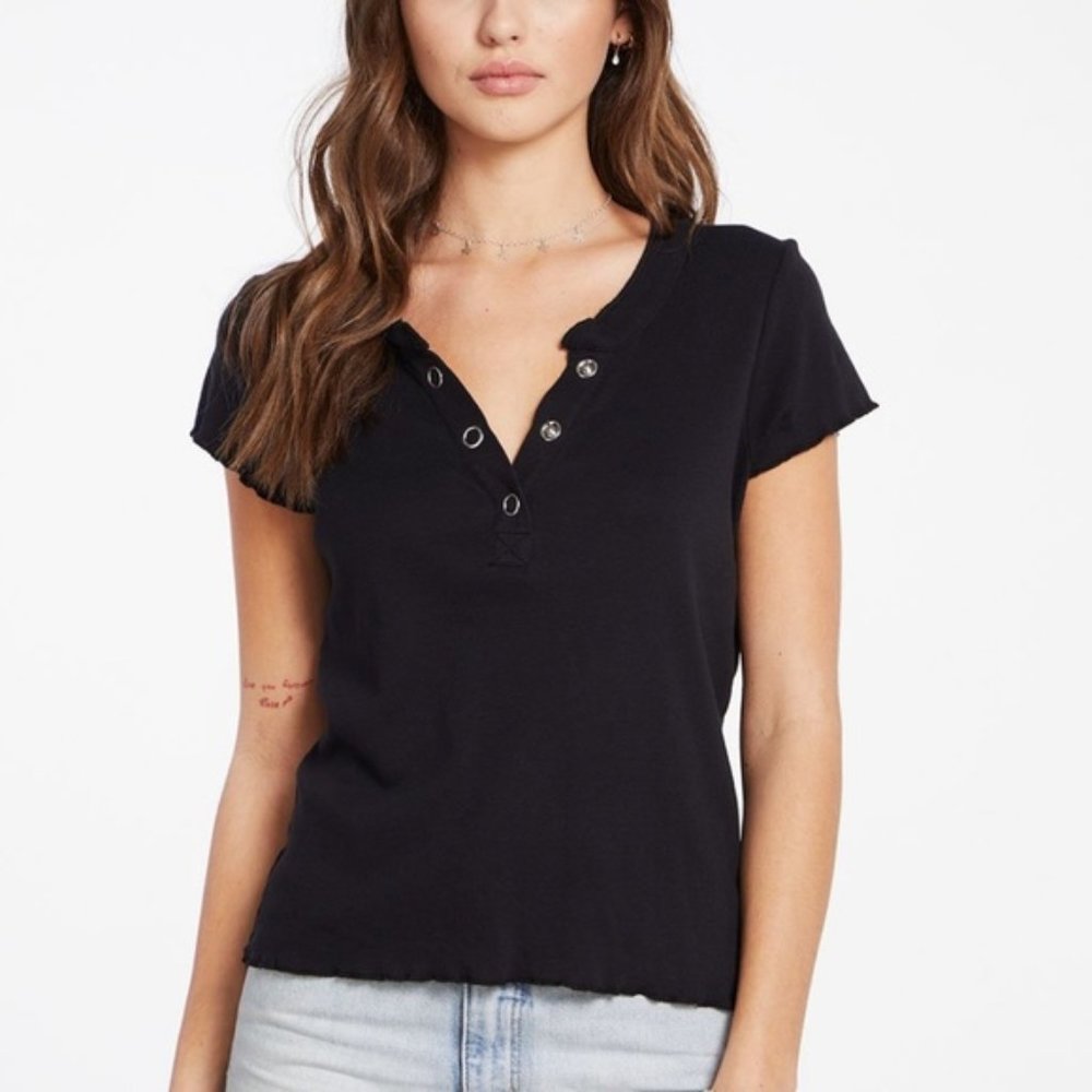 Chaser Brand Baby Rib Short Sleeve Henley Tee